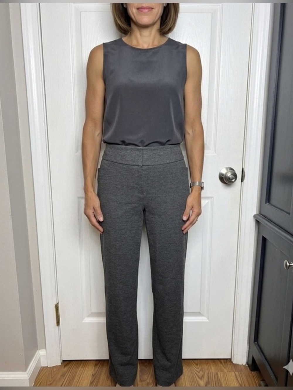 Loft Women’s 8 Charcoal Gray Original Flare Leg Ponte Trouser Dress Pants M